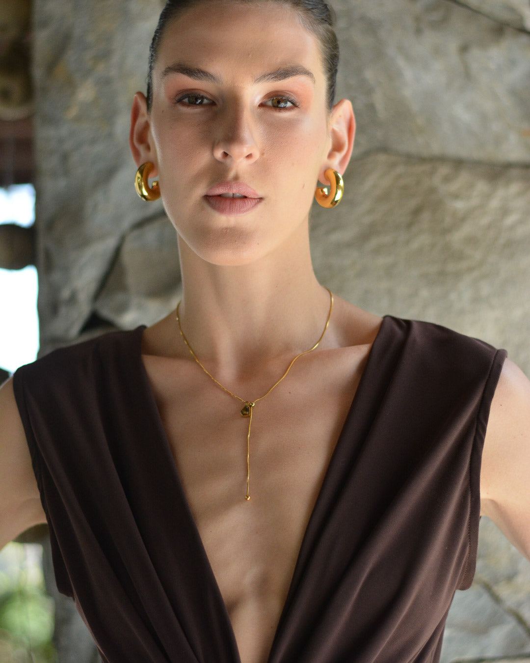 Vestido Nudo Lycra Café