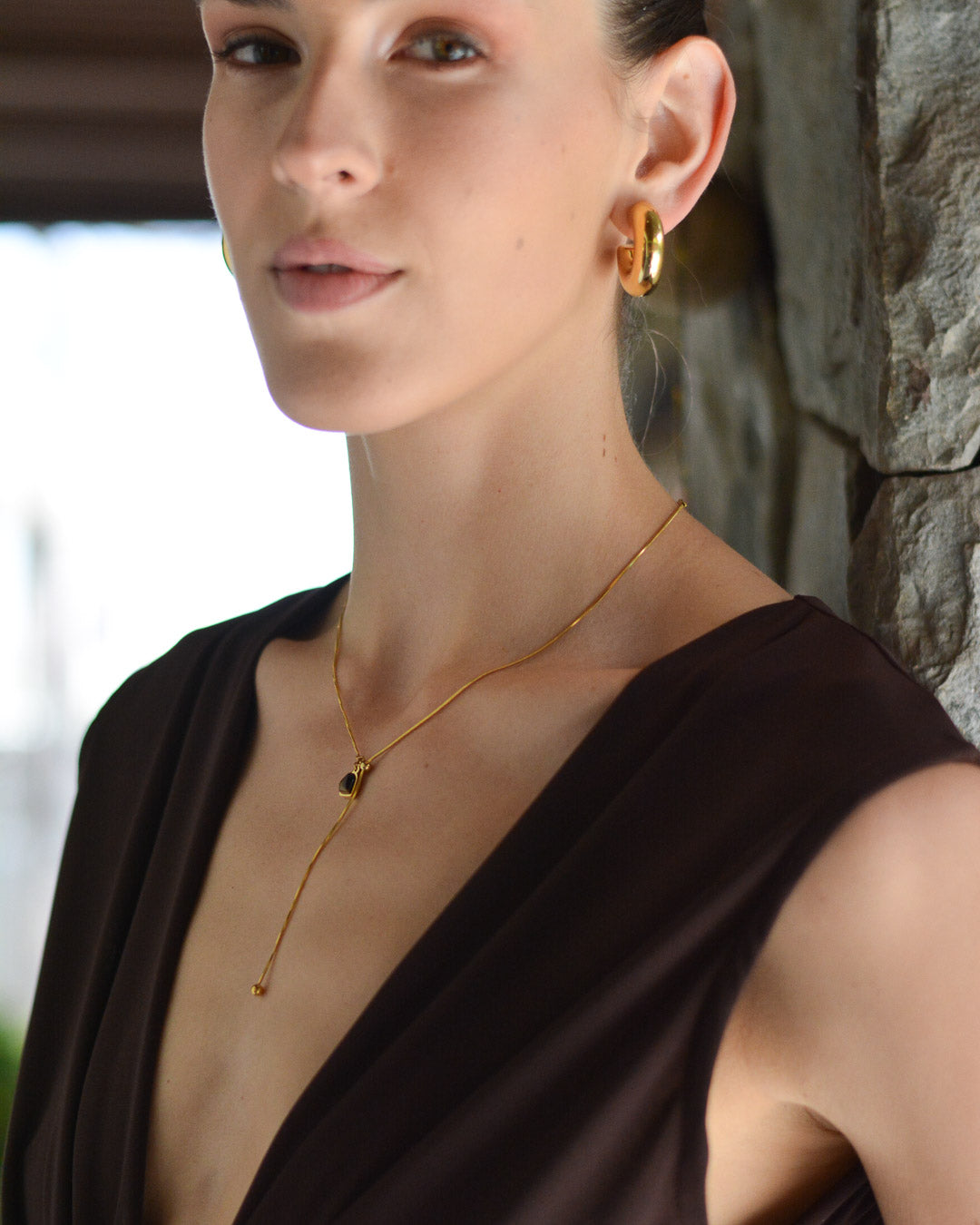 Vestido Nudo Lycra Café