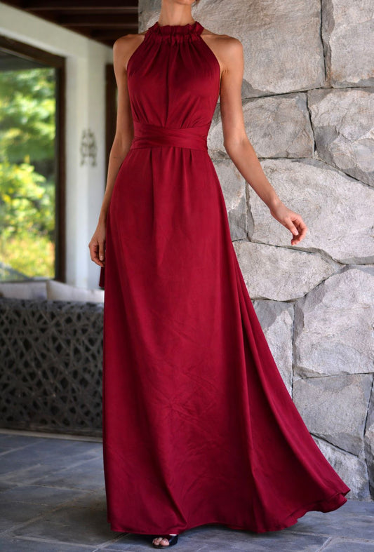 VESTIDO COLOMBA BURDEO LAZO BURDEO