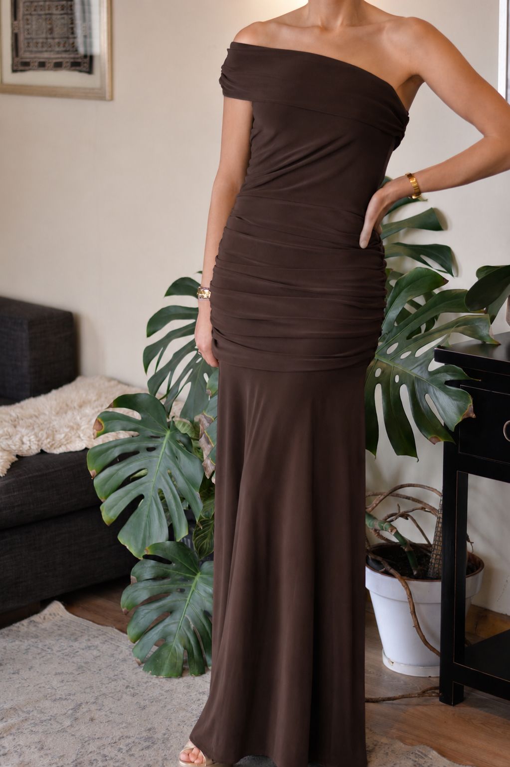 Vestido Rafaela Lycra Café