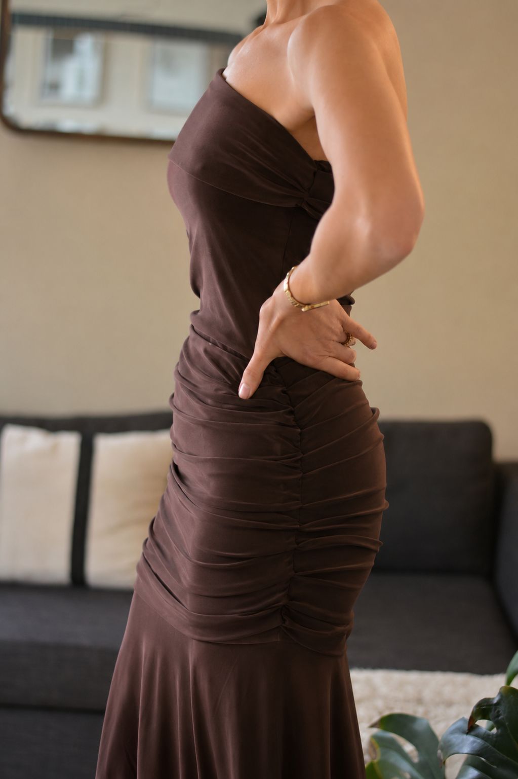 Vestido Rafaela Lycra Café