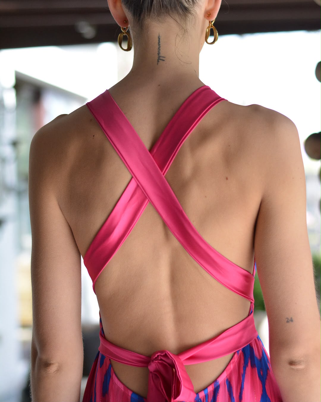 Vestido Colomba Print Azul Fucsia